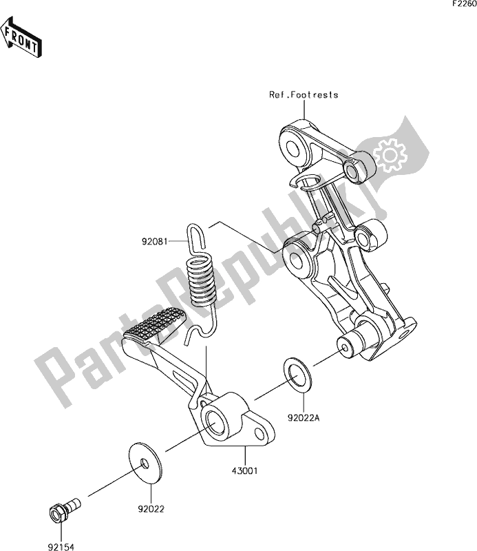 Alle onderdelen voor de 41 Brake Pedal van de Kawasaki EX 400 Ninja 2018
