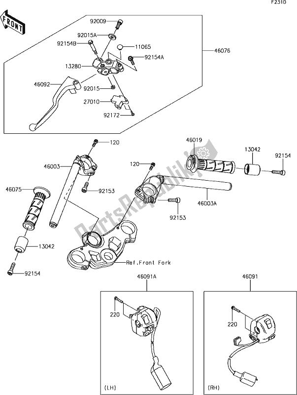 Todas las partes para 47 Handlebar de Kawasaki EX 400 Ninja 2018