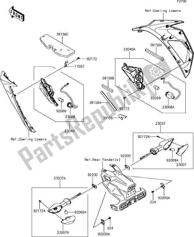 Todas las partes para 56 Turn Signals de Kawasaki EX 400 Ninja 2018