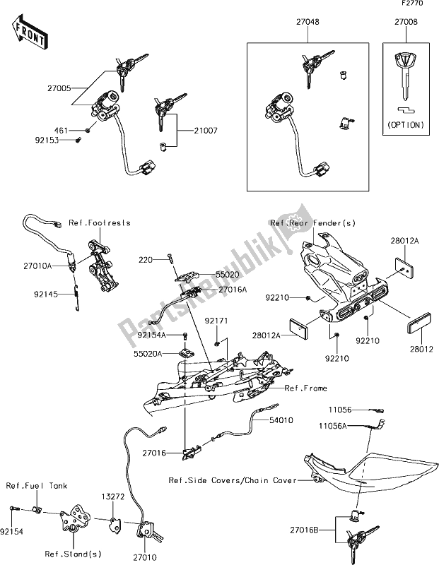 Alle onderdelen voor de 58 Ignition Switch van de Kawasaki EX 400 Ninja 2018