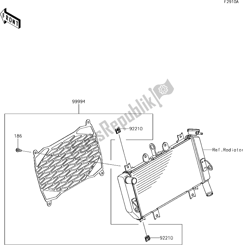 All parts for the 67 Accessory(radiator Screen) of the Kawasaki EX 400 Ninja 2018