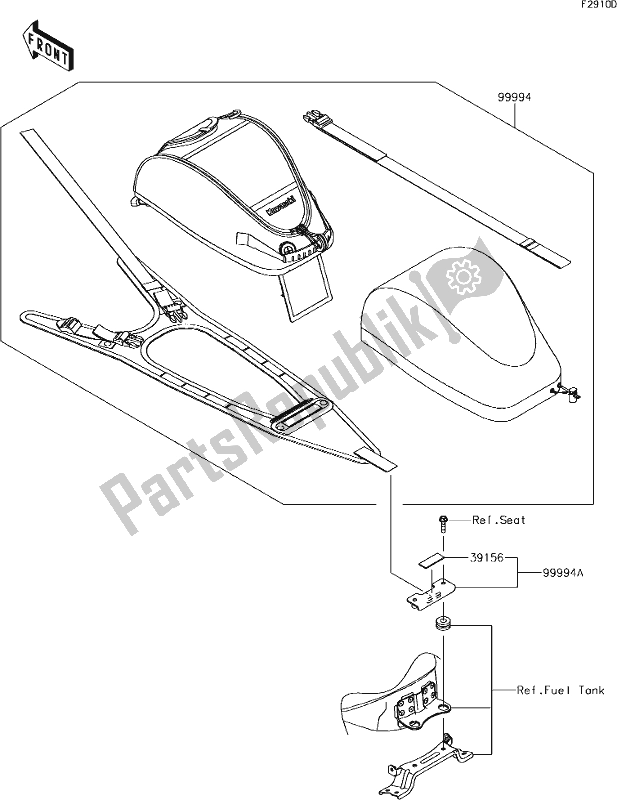 Alle onderdelen voor de 70 Accessory(tank Bag) van de Kawasaki EX 400 Ninja 2018