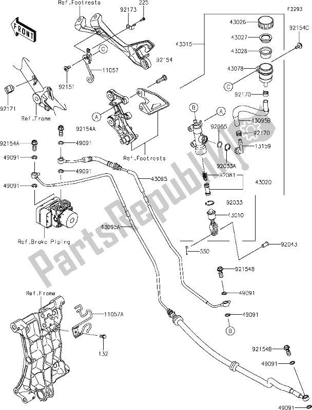 Wszystkie części do 45 Rear Master Cylinder Kawasaki EX 400 Ninja 2019