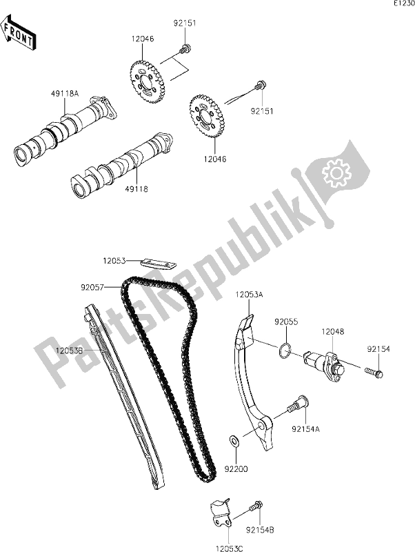 Alle onderdelen voor de 7 Camshaft(s)/tensioner van de Kawasaki EX 400 Ninja 2019