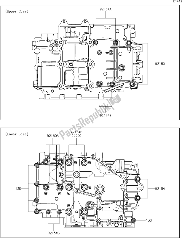 Alle onderdelen voor de 15 Crankcase Bolt Pattern van de Kawasaki EX 400 Ninja 2020