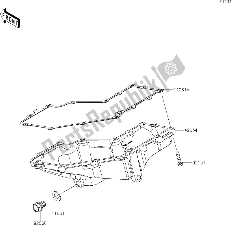 Alle onderdelen voor de 17 Oil Pan van de Kawasaki EX 400 Ninja 2020