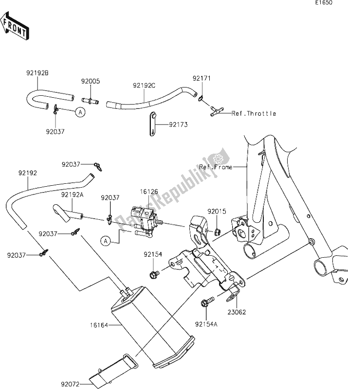 Alle onderdelen voor de 21 Fuel Evaporative System van de Kawasaki EX 400 Ninja 2020