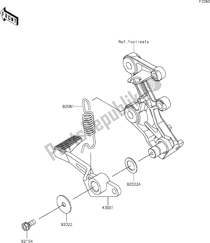 Alle onderdelen voor de 41 Brake Pedal van de Kawasaki EX 400 Ninja 2020