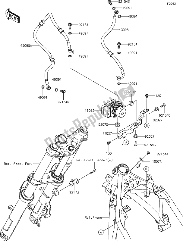 Alle onderdelen voor de 42 Brake Piping van de Kawasaki EX 400 Ninja 2020