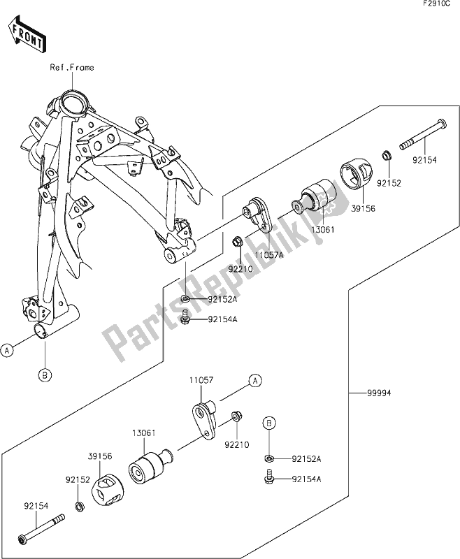 Alle onderdelen voor de 69 Accessory(slider) van de Kawasaki EX 400 Ninja 2020