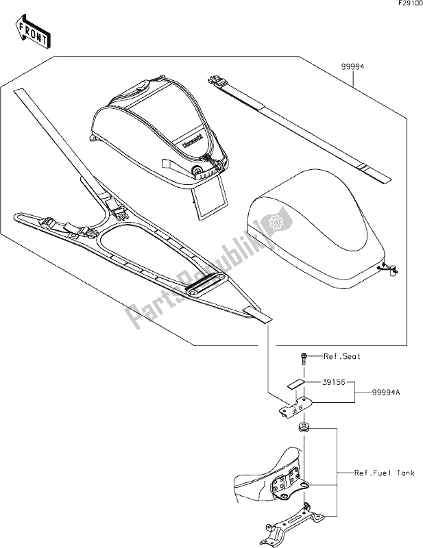 Alle onderdelen voor de 70 Accessory(tank Bag) van de Kawasaki EX 400 Ninja 2020