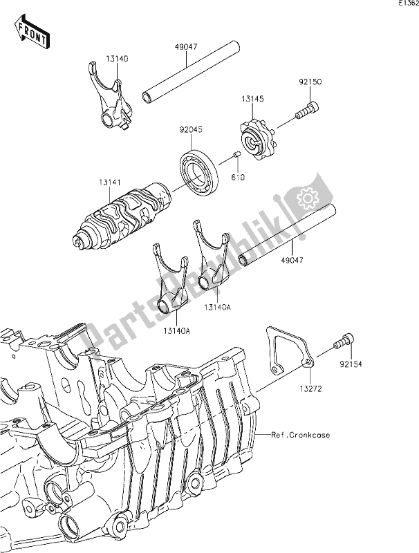 All parts for the 12 Gear Change Drum/shift Fork(s) of the Kawasaki EX 400 Ninja 2021