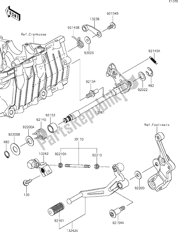 All parts for the 13 Gear Change Mechanism of the Kawasaki EX 400 Ninja 2021