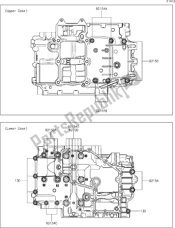 Alle onderdelen voor de 15 Crankcase Bolt Pattern van de Kawasaki EX 400 Ninja 2021