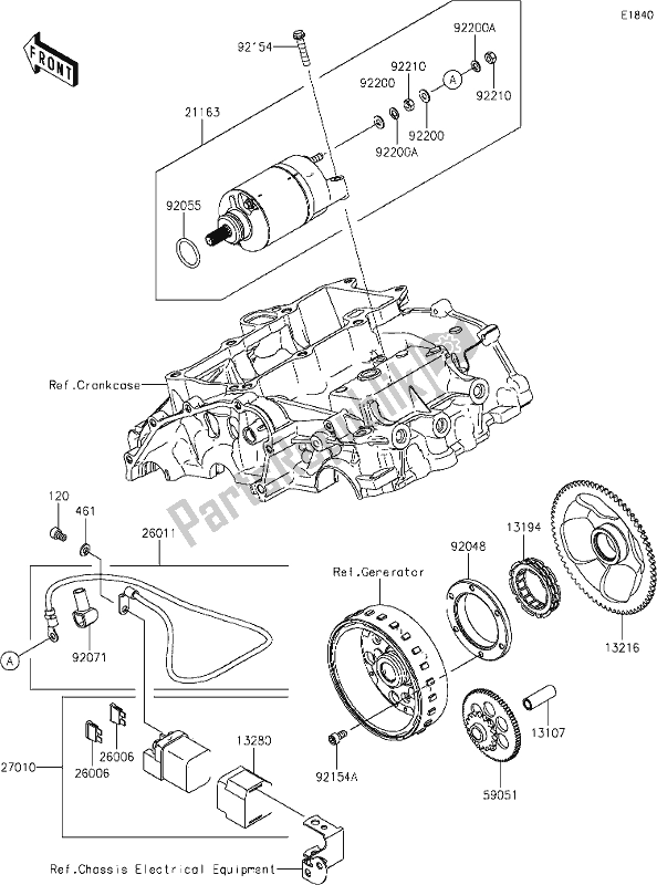 All parts for the 25 Starter Motor of the Kawasaki EX 400 Ninja 2021