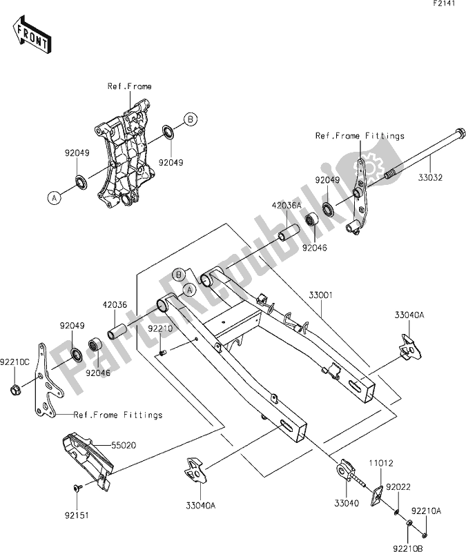 Todas las partes para 32 Swingarm de Kawasaki EX 400 Ninja 2021