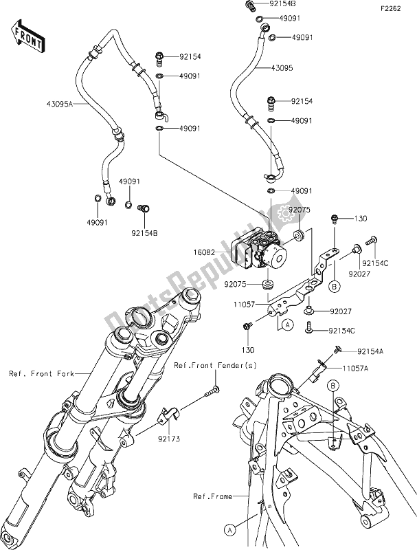 All parts for the 42 Brake Piping of the Kawasaki EX 400 Ninja 2021