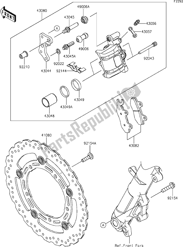 Wszystkie części do 44 Front Brake Kawasaki EX 400 Ninja 2021