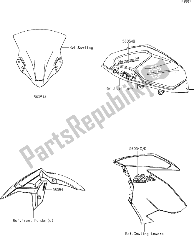 Alle onderdelen voor de 61 Decals(black)(gmfnn) van de Kawasaki EX 400 Ninja 2021