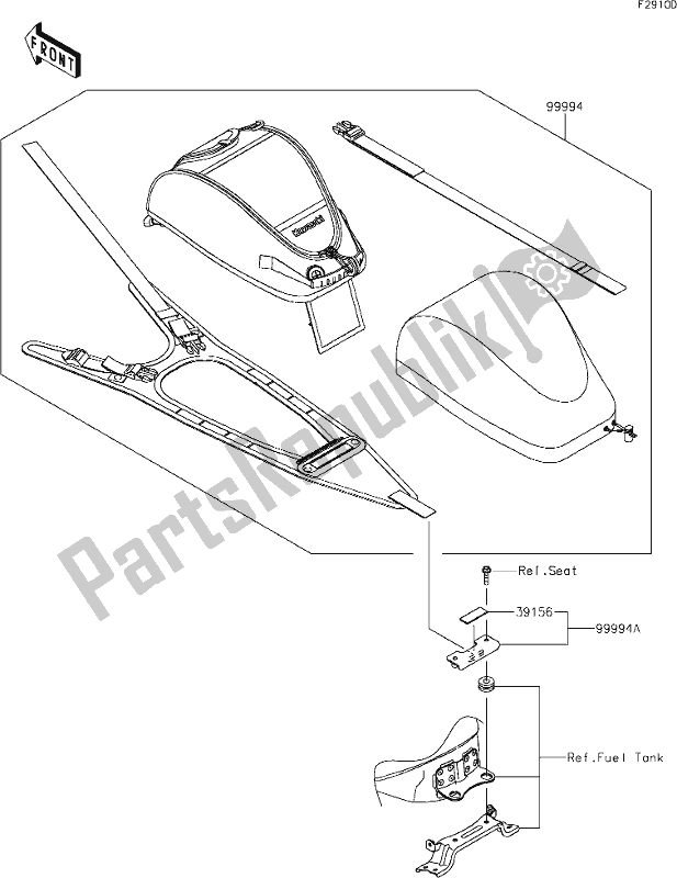 All parts for the 70 Accessory(tank Bag) of the Kawasaki EX 400 Ninja 2021