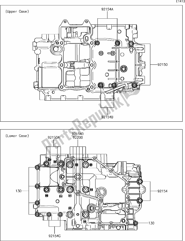 Toutes les pièces pour le 15 Crankcase Bolt Pattern du Kawasaki EX 400 Ninja KRT 2018