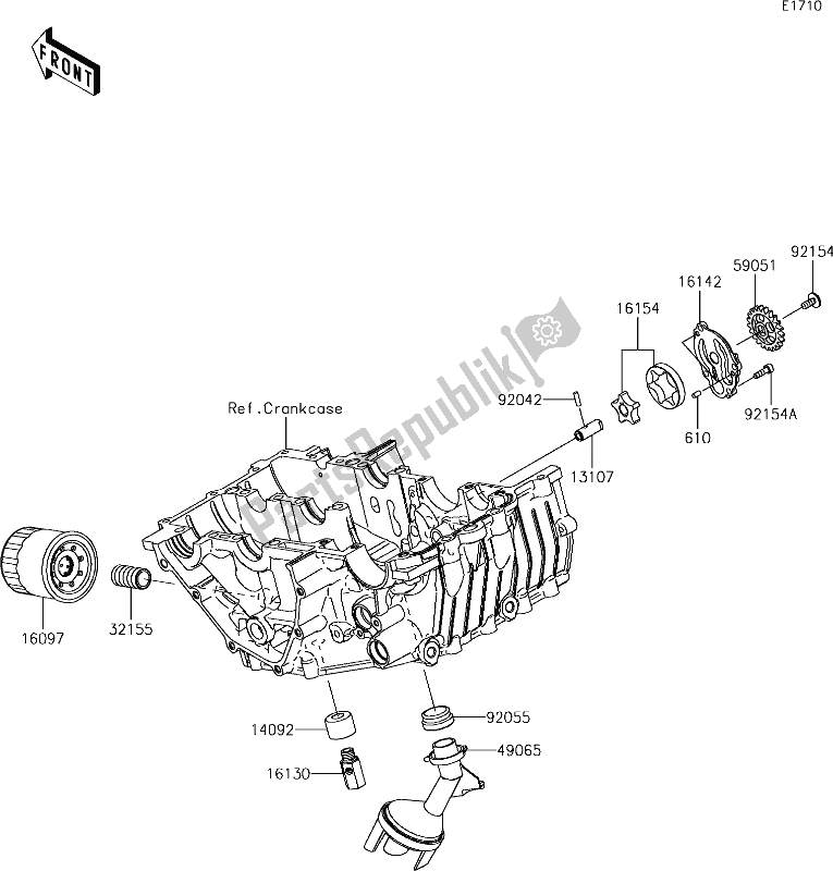 All parts for the 22 Oil Pump of the Kawasaki EX 400 Ninja KRT 2018