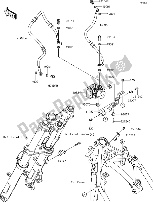Alle onderdelen voor de 42 Brake Piping van de Kawasaki EX 400 Ninja KRT 2018