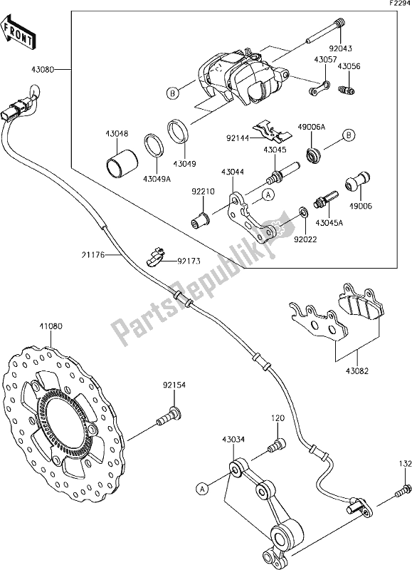 All parts for the 46 Rear Brake of the Kawasaki EX 400 Ninja KRT 2018