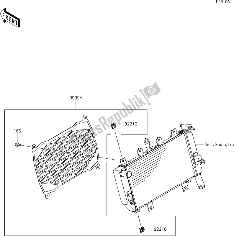 All parts for the 67 Accessory(radiator Screen) of the Kawasaki EX 400 Ninja KRT 2018