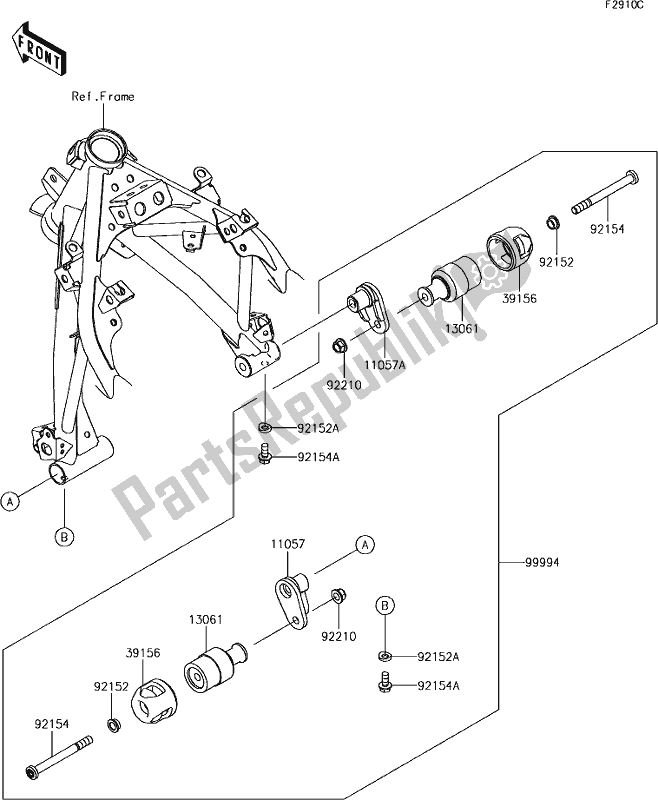 All parts for the 69 Accessory(slider) of the Kawasaki EX 400 Ninja KRT 2018