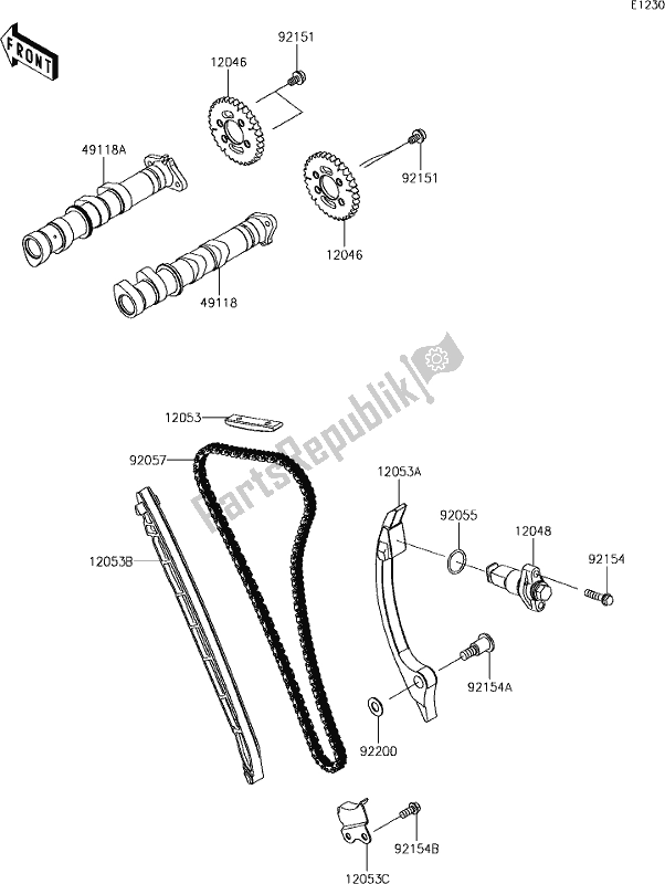 All parts for the 7 Camshaft(s)/tensioner of the Kawasaki EX 400 Ninja KRT 2018