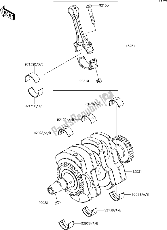 Alle onderdelen voor de 8 Crankshaft van de Kawasaki EX 400 Ninja KRT 2018