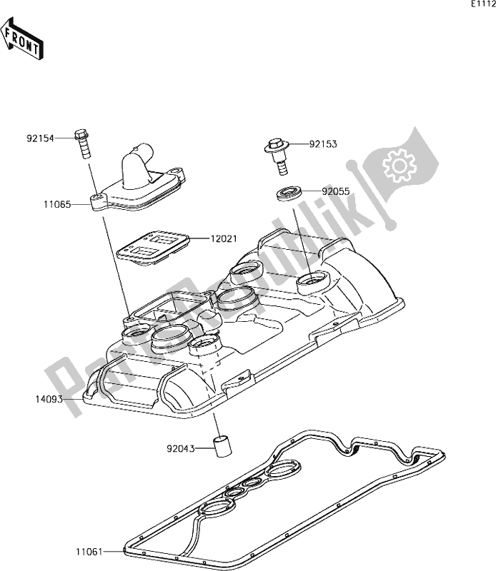 All parts for the 2 Cylinder Head Cover of the Kawasaki EX 400 Ninja SE 2018