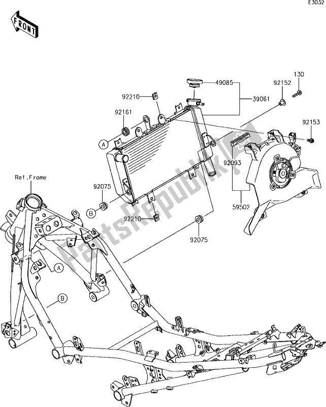 All parts for the 27 Radiator of the Kawasaki EX 400 Ninja SE 2018