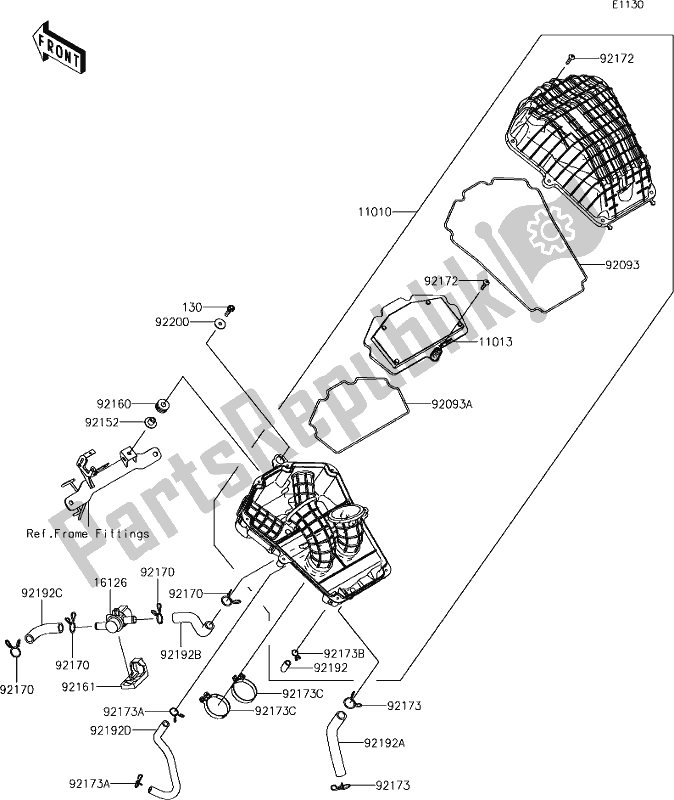 All parts for the 4 Air Cleaner of the Kawasaki EX 400 Ninja SE 2018