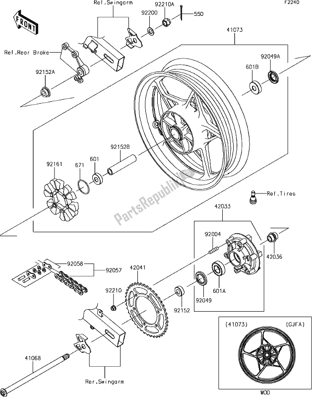 All parts for the 40 Rear Hub of the Kawasaki EX 400 Ninja SE 2018