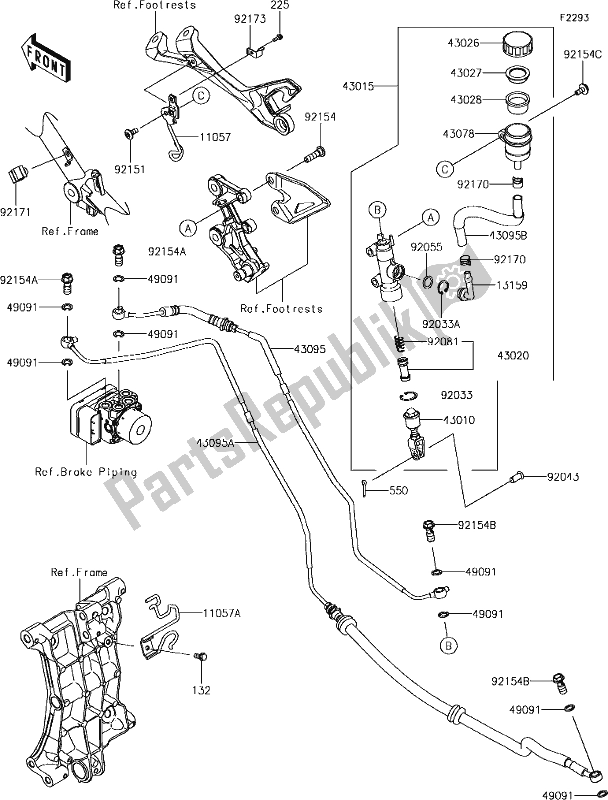 All parts for the 45 Rear Master Cylinder of the Kawasaki EX 400 Ninja SE 2018