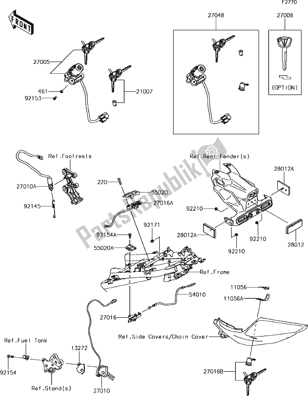 Toutes les pièces pour le 58 Ignition Switch du Kawasaki EX 400 Ninja SE 2018