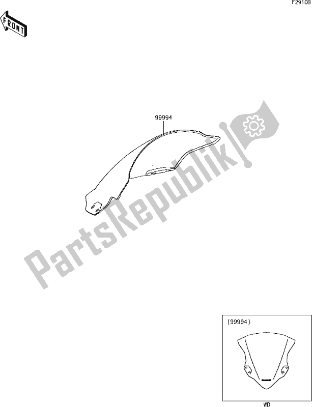 All parts for the 68 Accessory(windshield) of the Kawasaki EX 400 Ninja SE 2018