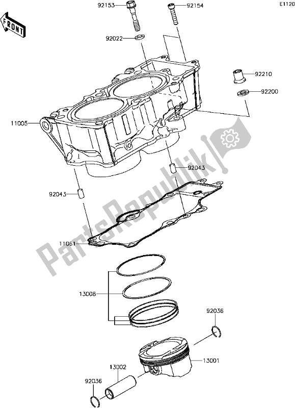 Tutte le parti per il B-5 Cylinder/piston(s) del Kawasaki EX 650 Ninja 2017