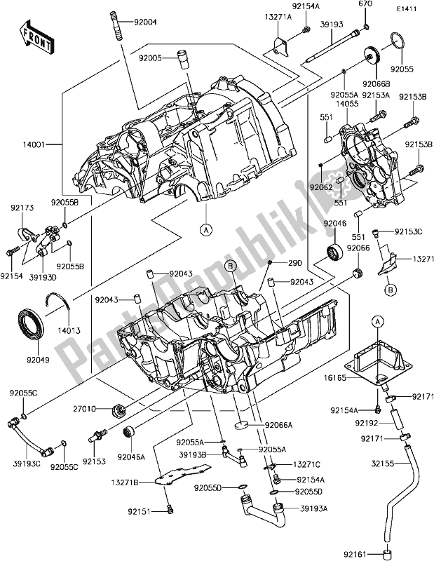 Tutte le parti per il C-4 Crankcase(1/2) del Kawasaki EX 650 Ninja 2017