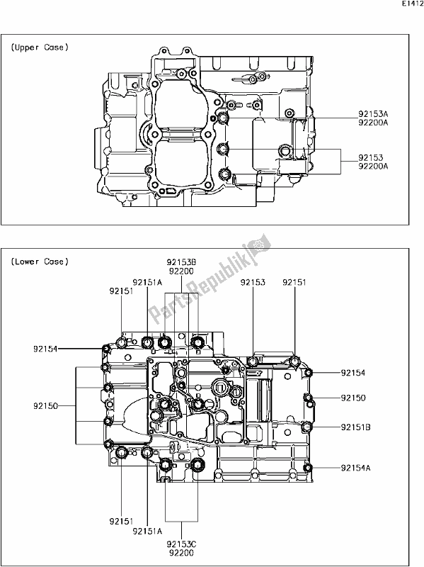 All parts for the C-6 Crankcase Bolt Pattern of the Kawasaki EX 650 Ninja 2017