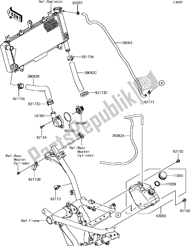 All parts for the D-6 Water Pipe of the Kawasaki EX 650 Ninja 2017
