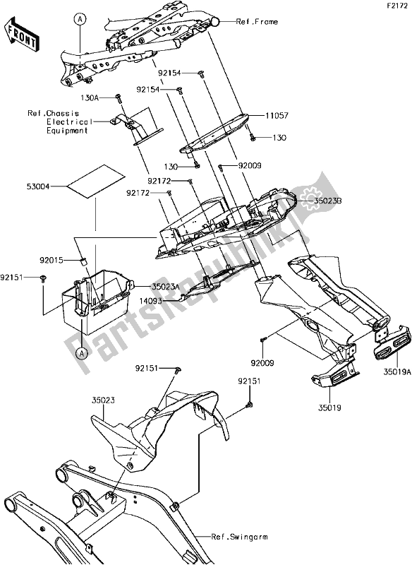 All parts for the E-10rear Fender(s) of the Kawasaki EX 650 Ninja 2017