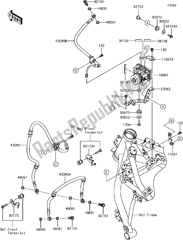 Tutte le parti per il F-4 Brake Piping del Kawasaki EX 650 Ninja 2017