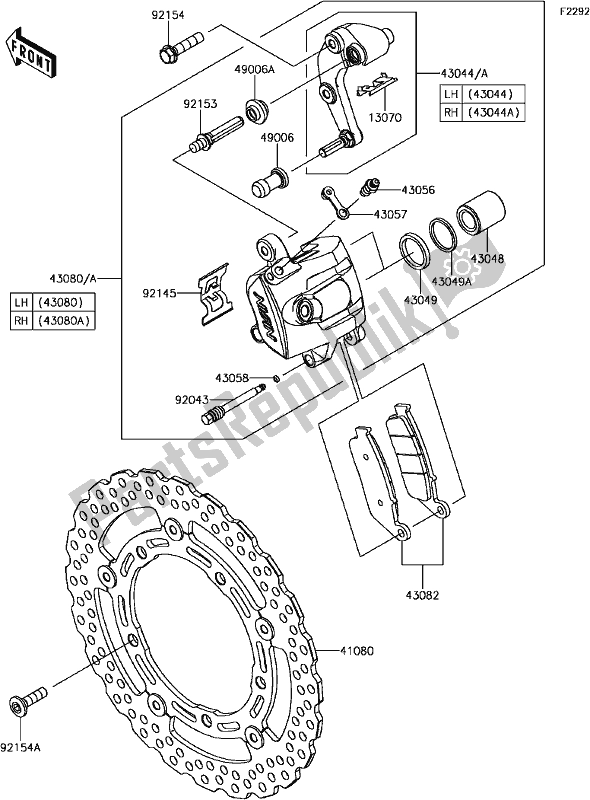 All parts for the F-6 Front Brake of the Kawasaki EX 650 Ninja 2017