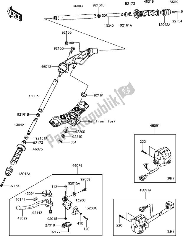 All parts for the F-9 Handlebar of the Kawasaki EX 650 Ninja 2017