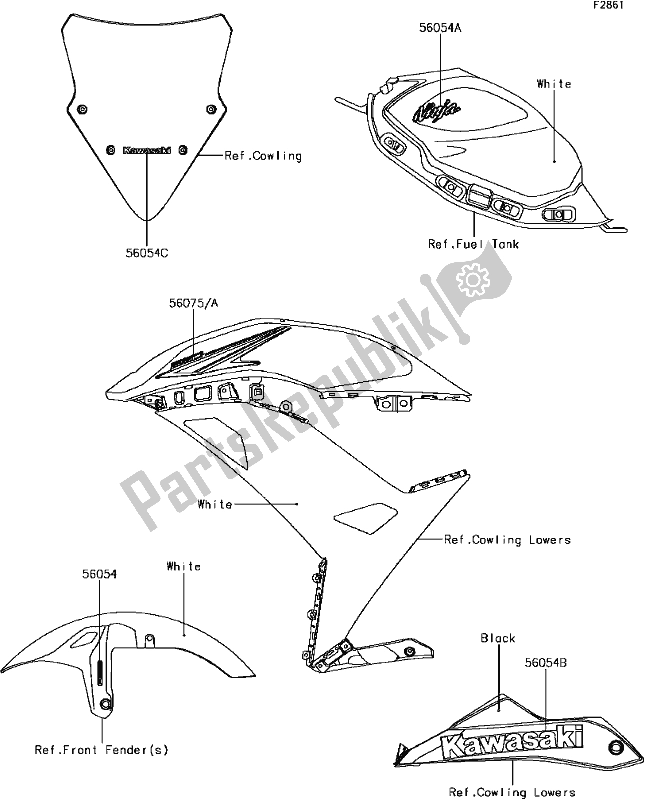 All parts for the G-12decals(white)(khf) of the Kawasaki EX 650 Ninja 2017