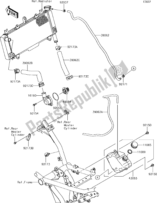 All parts for the 27 Water Pipe of the Kawasaki EX 650 Ninja 2018