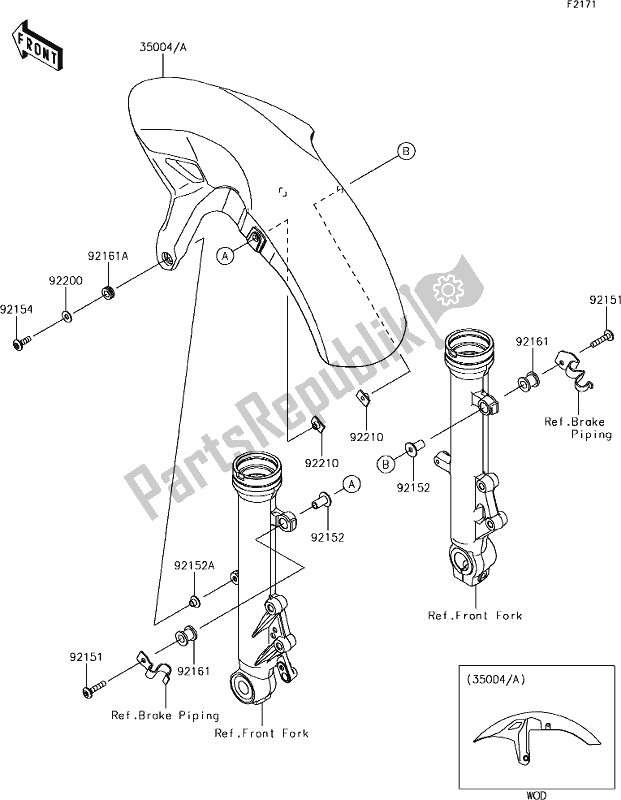 All parts for the 34 Front Fender(s) of the Kawasaki EX 650 Ninja 2018